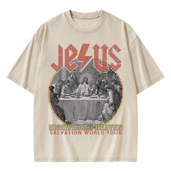 Highway To Heavem Christian Washed T-Shirt