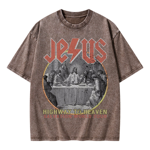 Highway To Heavem Christian Washed T-Shirt