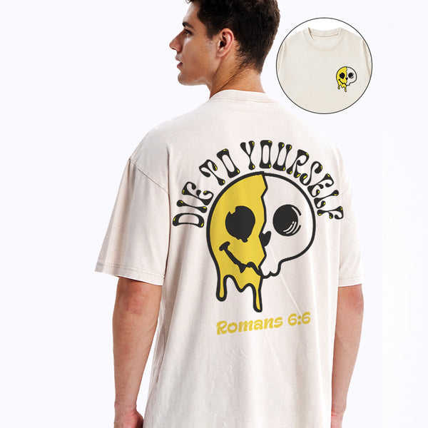 GC-WTSA1486 Die To Yourself Christian Washed T-Shirt