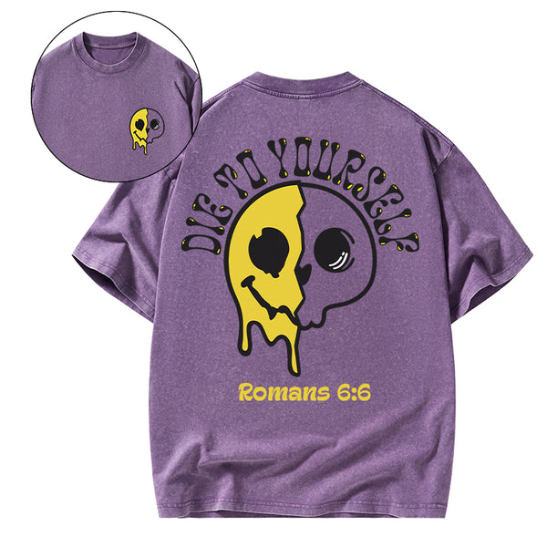 GC-WTSA1486 Die To Yourself Christian Washed T-Shirt