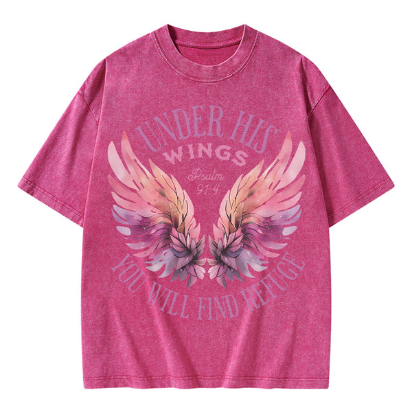 Under His Wings Christian Washed T-Shirt