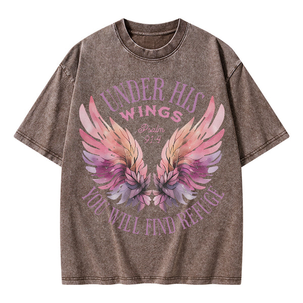 Under His Wings Christian Washed T-Shirt