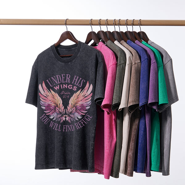 Under His Wings Christian Washed T-Shirt