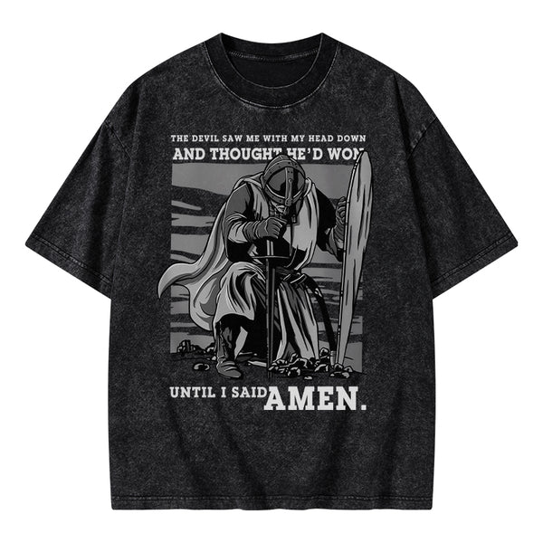 GC-WTSA1574 The Devil Saw Me With My Head Down Christian Washed T-Shirt