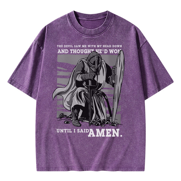 GC-WTSA1574 The Devil Saw Me With My Head Down Christian Washed T-Shirt