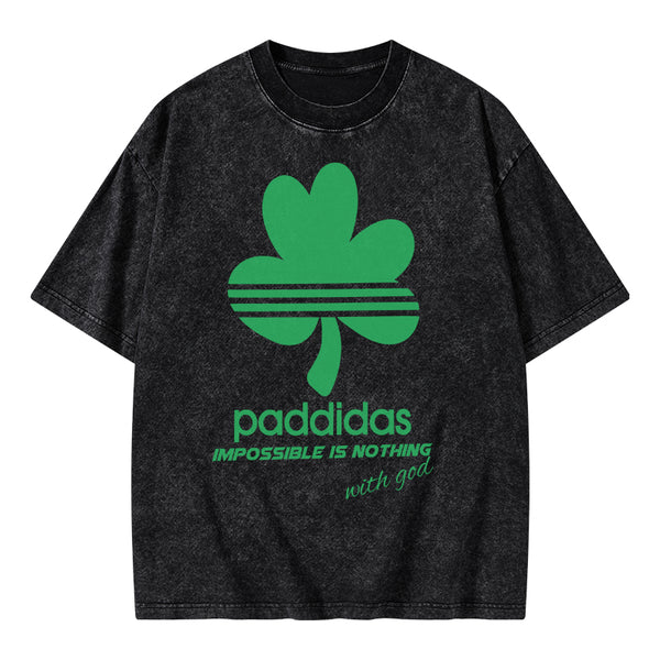 GC-WTSA1591 Impossible Is Nothing With God Christian Washed T-Shirt