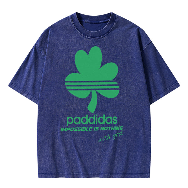 GC-WTSA1591 Impossible Is Nothing With God Christian Washed T-Shirt