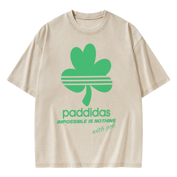 GC-WTSA1591 Impossible Is Nothing With God Christian Washed T-Shirt