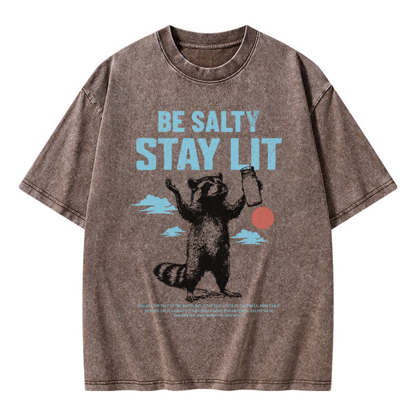 GC-WTSA1614 Be Salty Stay Lit Christian Washed T-Shirt
