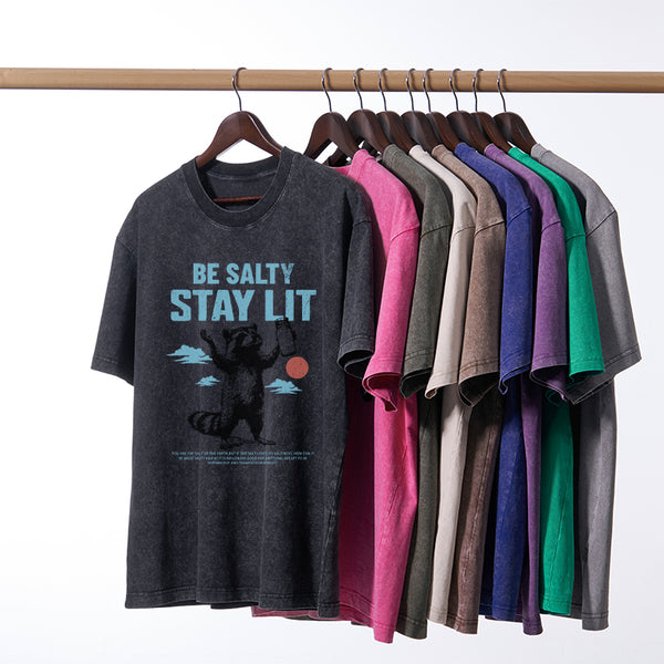 GC-WTSA1614 Be Salty Stay Lit Christian Washed T-Shirt