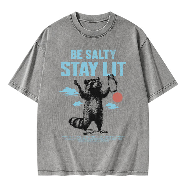 GC-WTSA1614 Be Salty Stay Lit Christian Washed T-Shirt