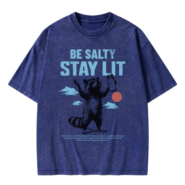 GC-WTSA1614 Be Salty Stay Lit Christian Washed T-Shirt