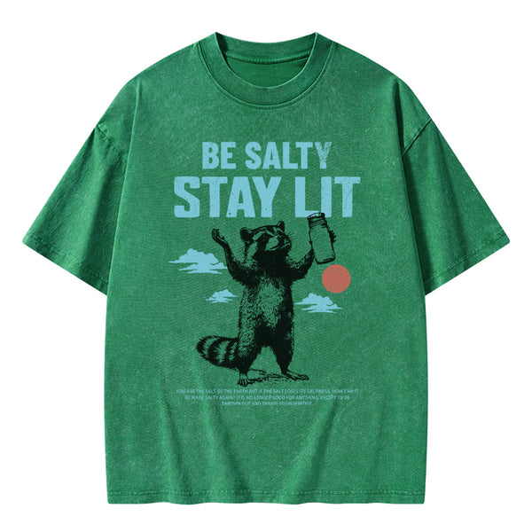 GC-WTSA1614 Be Salty Stay Lit Christian Washed T-Shirt