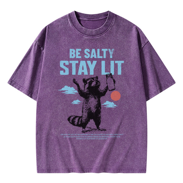 GC-WTSA1614 Be Salty Stay Lit Christian Washed T-Shirt