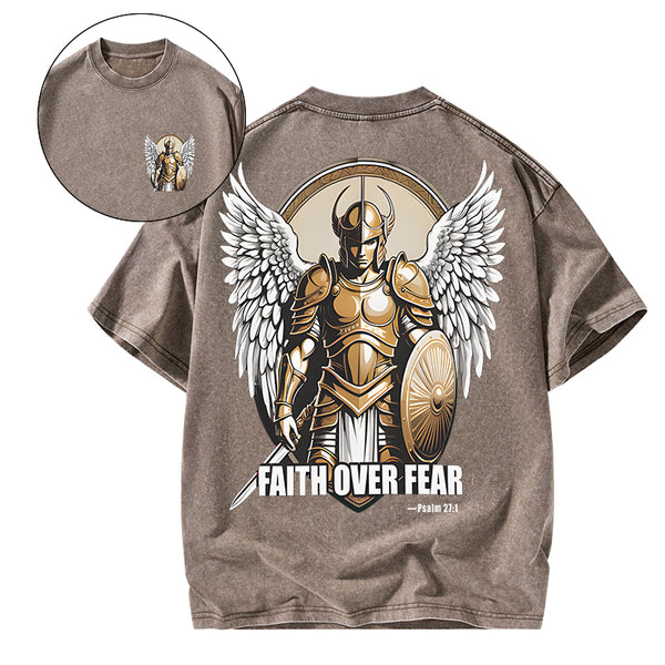 GC-WTSA1617 Faith Over Fear Christian Washed T-Shirt