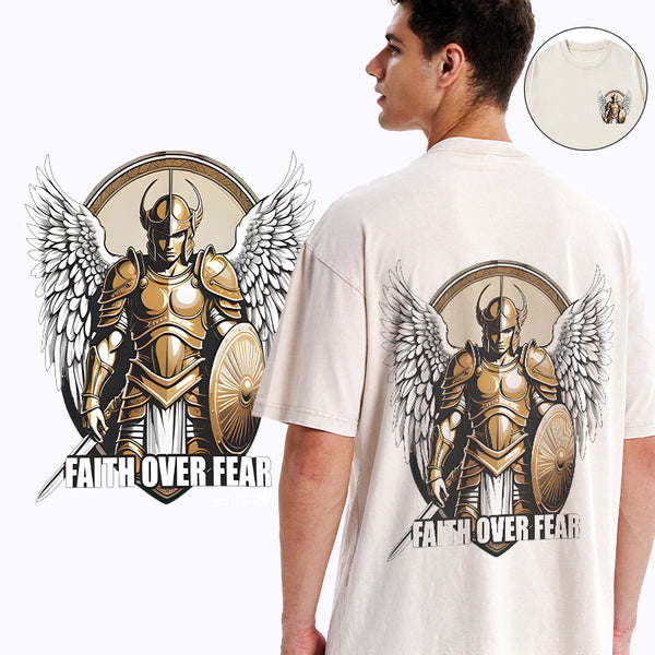 GC-WTSA1617 Faith Over Fear Christian Washed T-Shirt