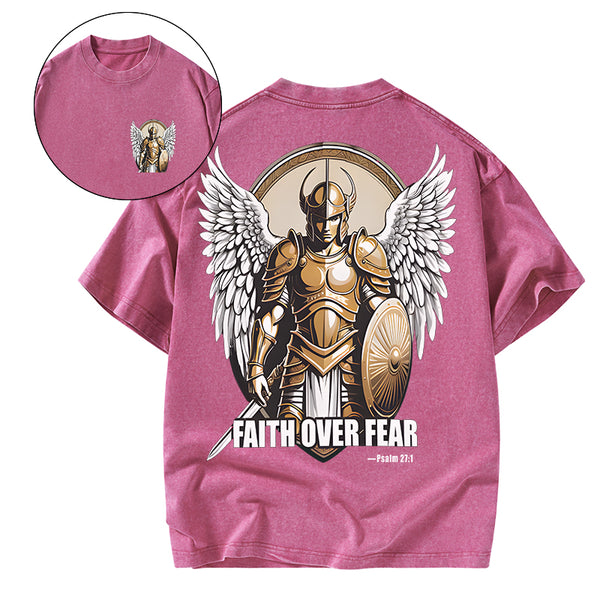 GC-WTSA1617 Faith Over Fear Christian Washed T-Shirt