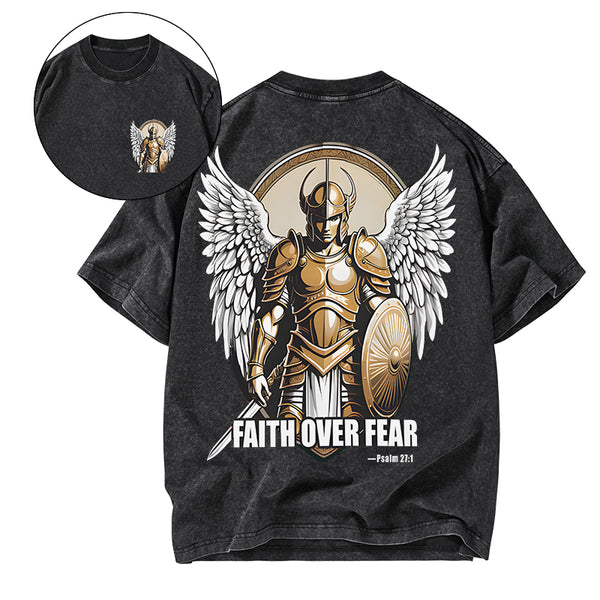 GC-WTSA1617 Faith Over Fear Christian Washed T-Shirt