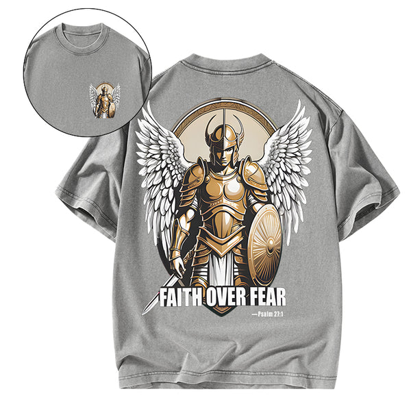 GC-WTSA1617 Faith Over Fear Christian Washed T-Shirt