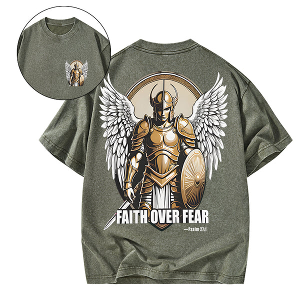GC-WTSA1617 Faith Over Fear Christian Washed T-Shirt
