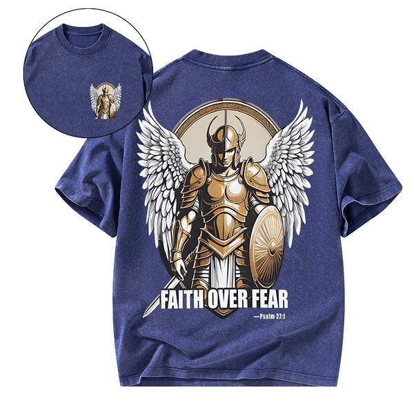 GC-WTSA1617 Faith Over Fear Christian Washed T-Shirt
