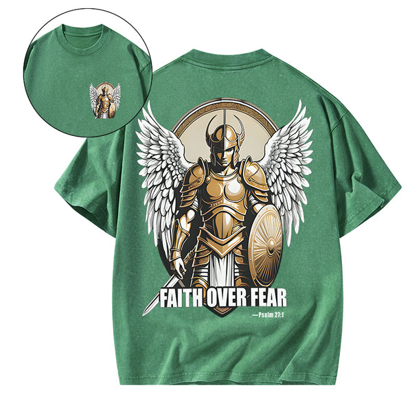 GC-WTSA1617 Faith Over Fear Christian Washed T-Shirt