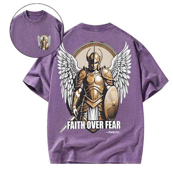 GC-WTSA1617 Faith Over Fear Christian Washed T-Shirt