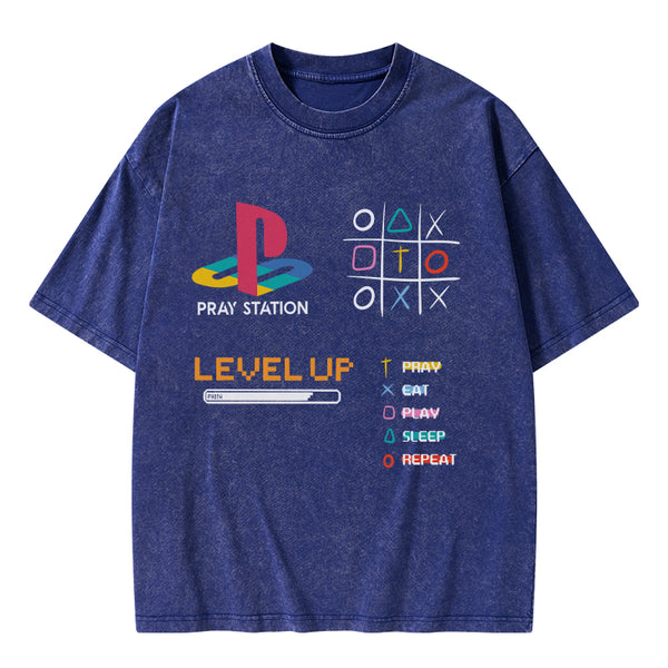 Pray Station Christian Washed T-Shirt