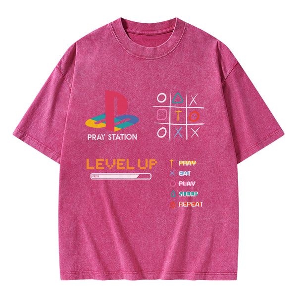 Pray Station Christian Washed T-Shirt