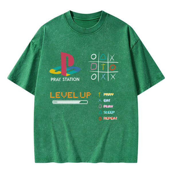 Pray Station Christian Washed T-Shirt