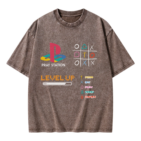 Pray Station Christian Washed T-Shirt