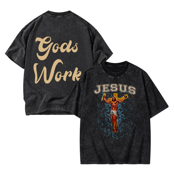 God Works Chrisian Washed T-Shirt