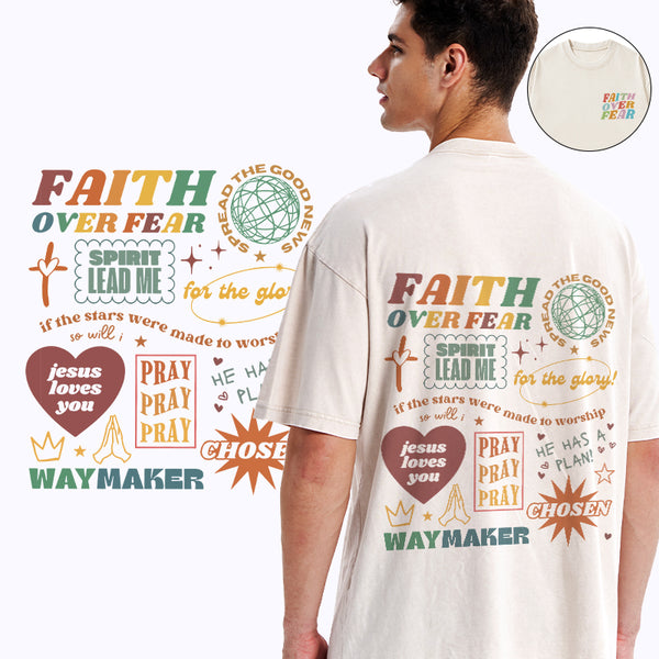 GC-WTSA1669 Faith Over Fear Christian Washed T-Shirt
