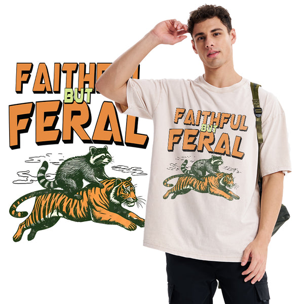 GC-WTSA1696 Faithful But Feral Christian Washed T-Shirt