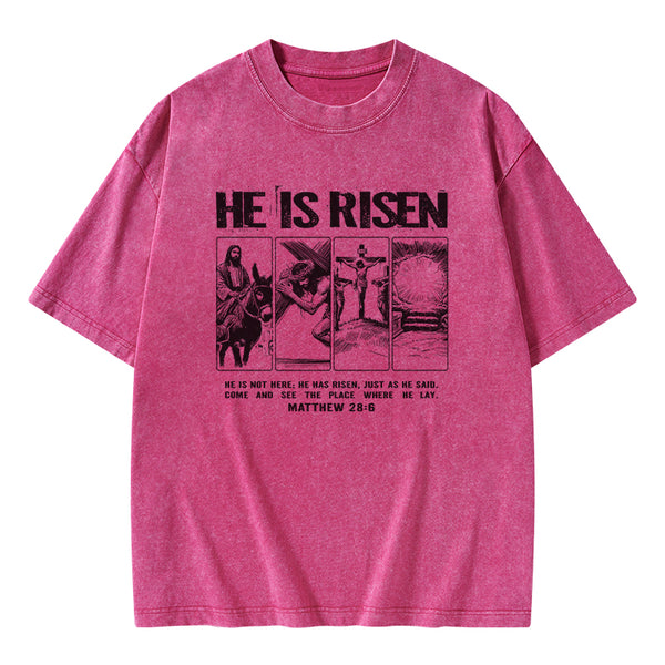 GC-WTSA1722 He Is Risen Christian Washed T-Shirt