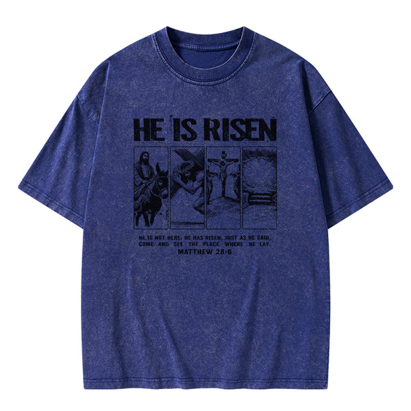 GC-WTSA1722 He Is Risen Christian Washed T-Shirt
