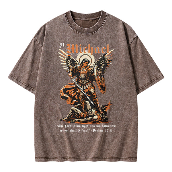 GC-WTSA1725 Saint Michael Archangel Christian Washed T-Shirt