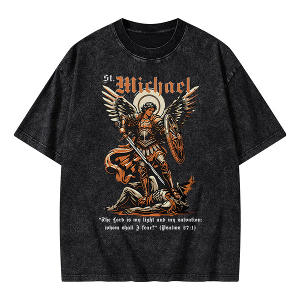 GC-WTSA1725 Saint Michael Archangel Christian Washed T-Shirt