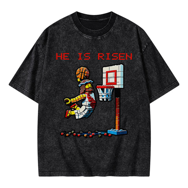 GC-WTSA1776 He Is Risen Christian Washed T-Shirt