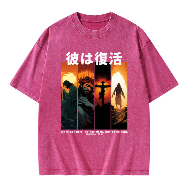 He Is Not Here He Has Risen Christian Washed T-Shirt