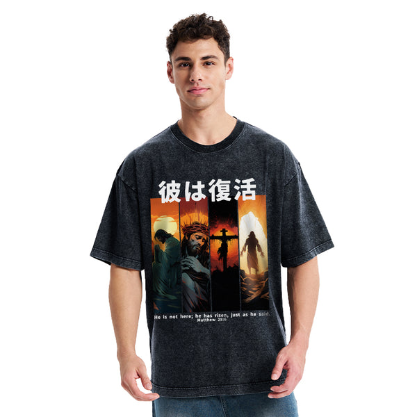 He Is Not Here He Has Risen Christian Washed T-Shirt
