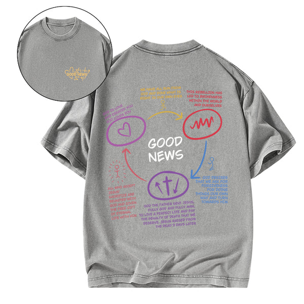 GC-WTSA1837 Good News Christian Washed T-Shirt