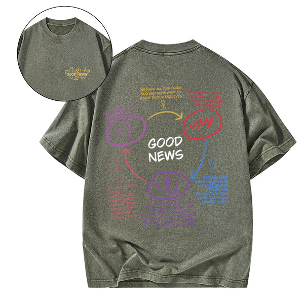 GC-WTSA1837 Good News Christian Washed T-Shirt