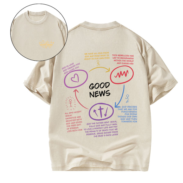 GC-WTSA1837 Good News Christian Washed T-Shirt