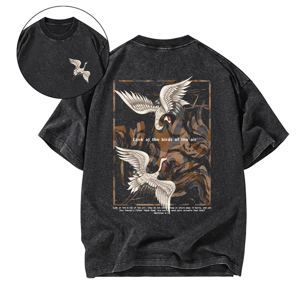Look At The Birds Of The Air Christian Washed T-Shirt