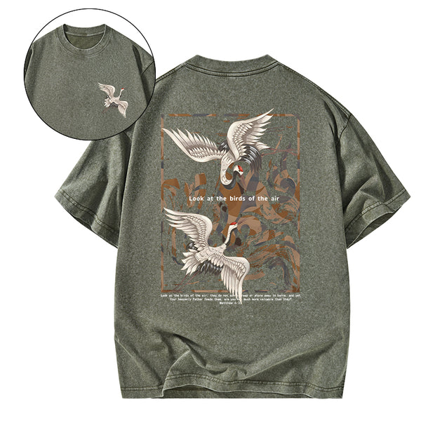 Look At The Birds Of The Air Christian Washed T-Shirt