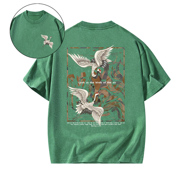 Look At The Birds Of The Air Christian Washed T-Shirt