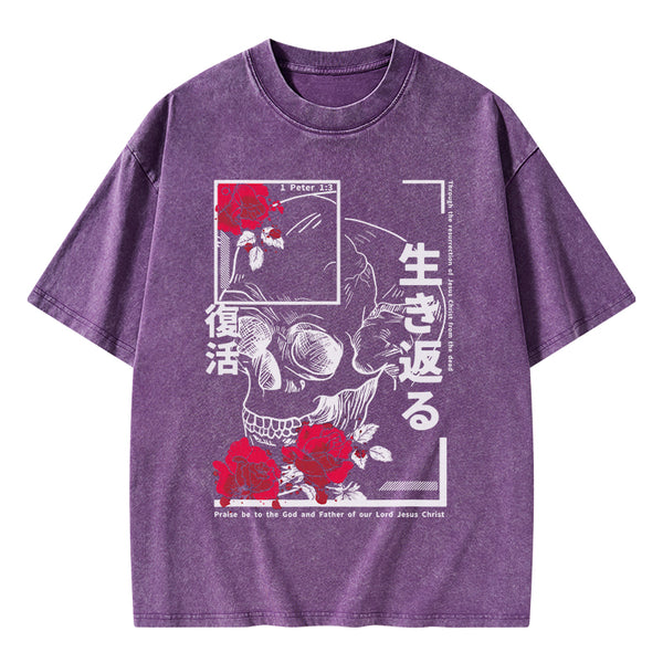 GC-WTSA1843 Through The Eesurrection Of Jesus Christ From The Dead Christian Washed T-Shirt