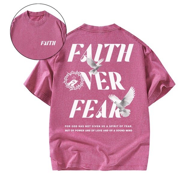 Faith Over Fear Christian Washed T-Shirt