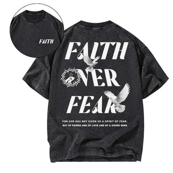 Faith Over Fear Christian Washed T-Shirt